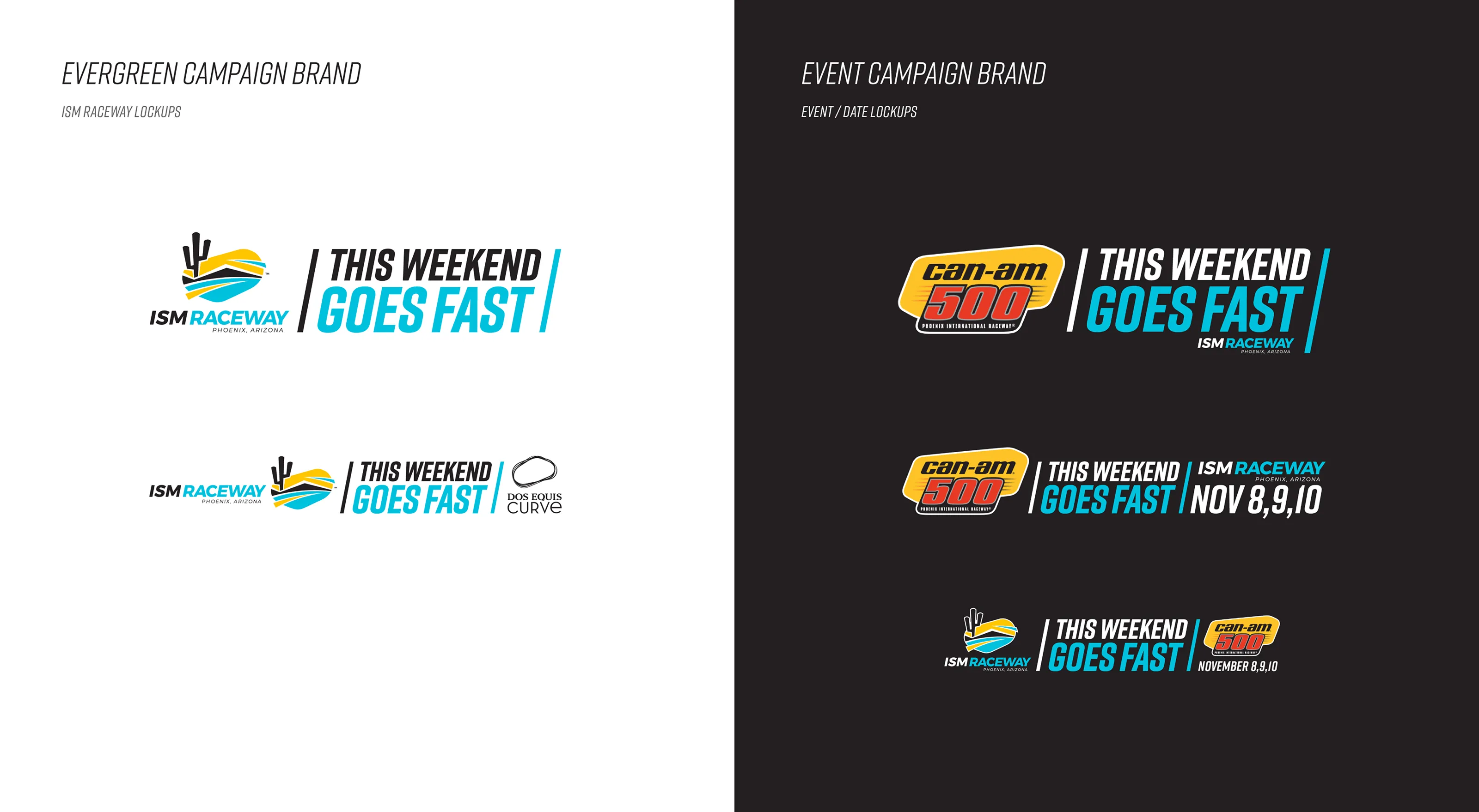 ISM Raceway — Evergreen and event campaign brand lockups